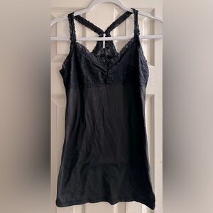 Black Lace Trim Tank Top